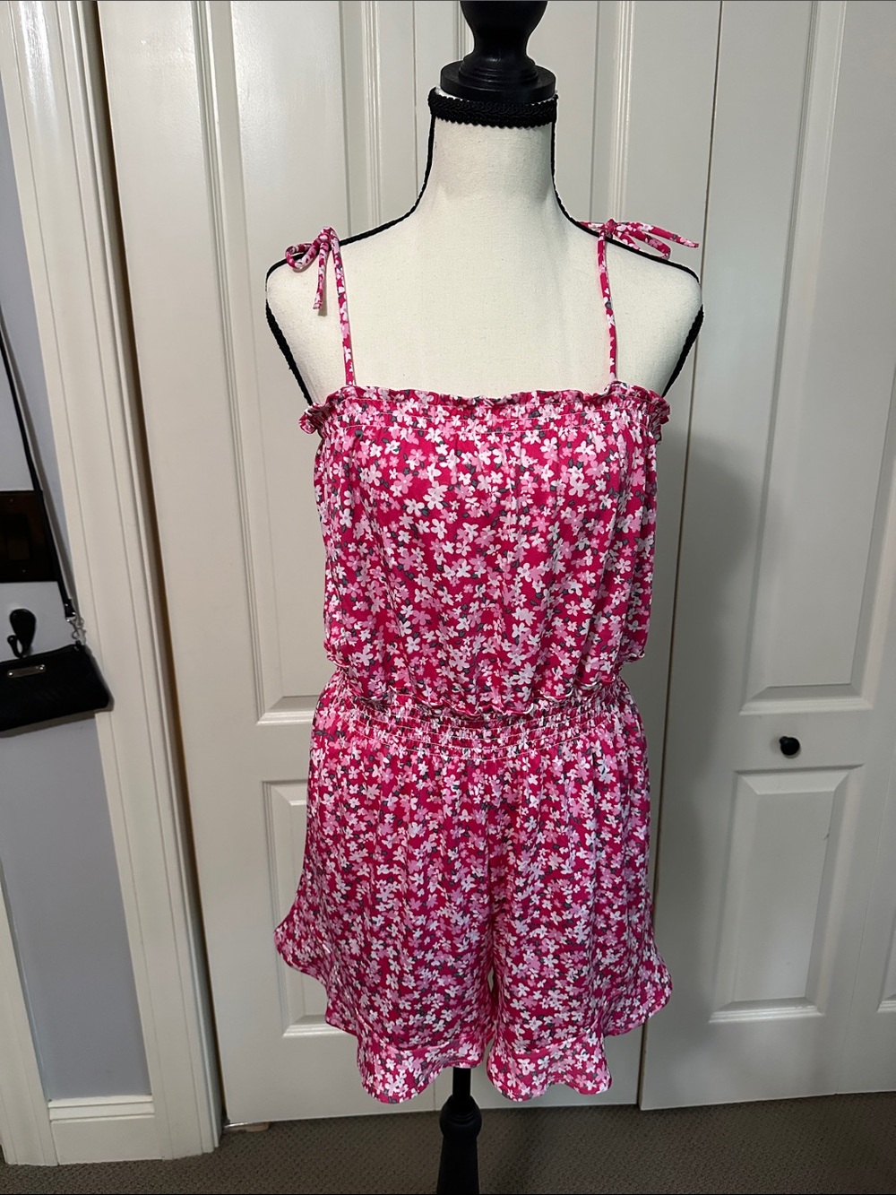 Ardene Pink Floral Tie-Shoulder Romper